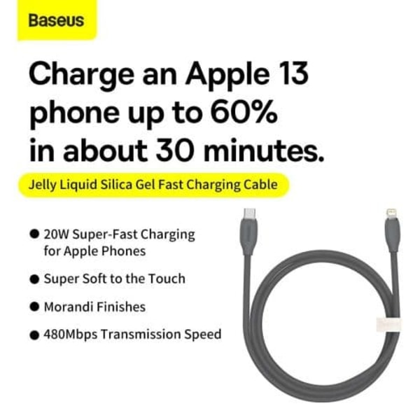 Baseus Jelly  cable USB-C to Lightning, 20W, 1,2m (black)