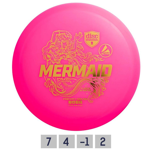Discgolf DISCMANIA Fairway Driver MERMAID flofts in wate Pink 7/4/-1/2