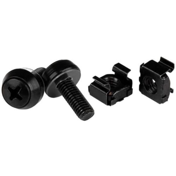 StarTech.com M6 Cage Nuts and Screws - 50 Pack - 12mm Rack Screws and Cage Nuts - Black (CABSCREWM6B) rack screws and nuts