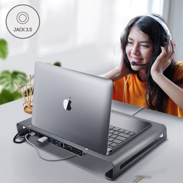 Swissten Multifunctional USB-C Laptop Docking Station / HDMI / USB 3.0 / 2x USB-C / RJ45 / SD / Micro SD / VGA / Audio