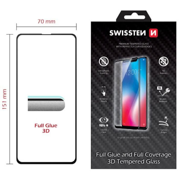 Swissten Ultra Durable Full Glue / Full Face Tempered Glass Apple iPhone 14 Plus Black