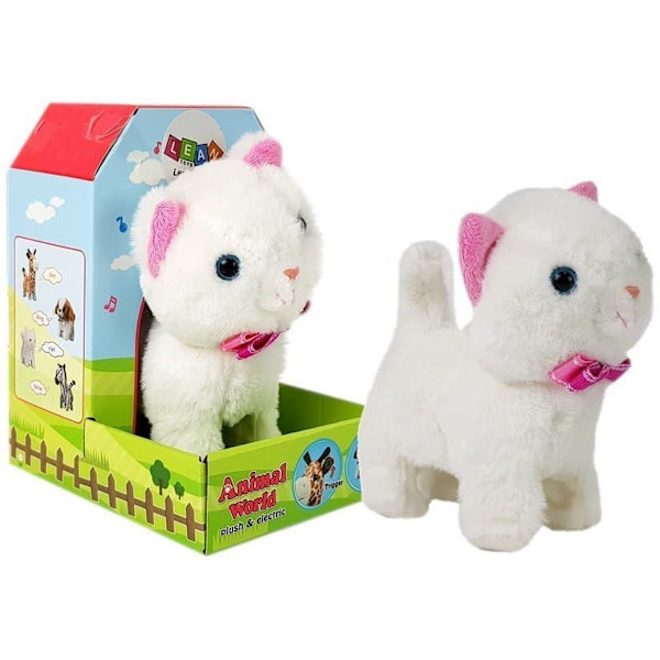 Interactive Cat White Walks and Sings Sound
