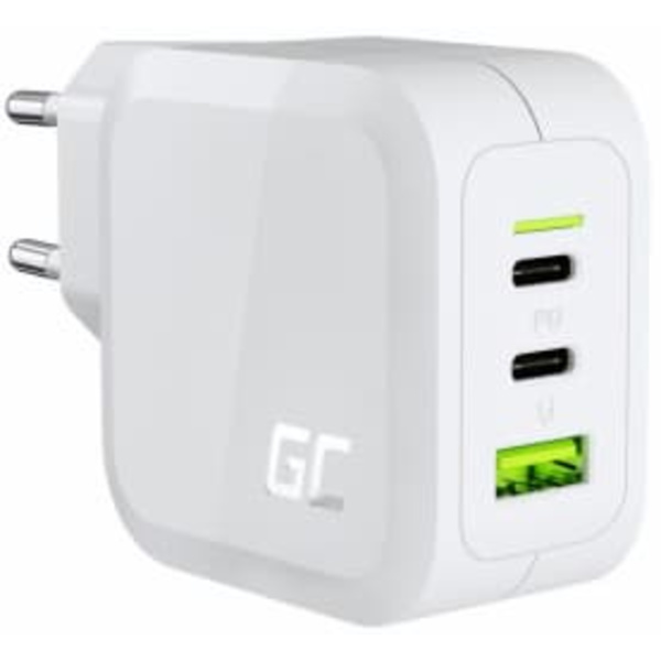 Lādētājs Green Cell PowerGaN 65W USB-C PD Charger for laptops, MacBook, Tablets, and Smartphones Hvit