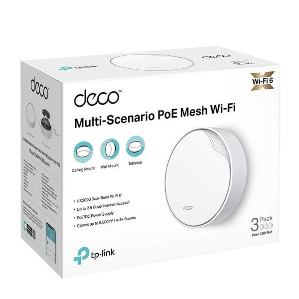 Wireless Router|TP-LINK|Wireless Router|3-pack|3000 Mbps|Mesh|Wi-Fi 6|1x10/100/1000M|1x2.5GbE|DHCP|DECOX50-POE(3-PACK)