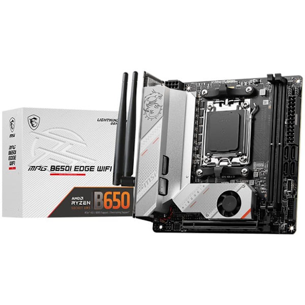MSI | MPG B650I EDGE WIFI | Processor family AMD | Processor socket AM5 | DDR5 DIMM | Memory slots 2 | Supported hard disk drive interfaces SATA, M.2