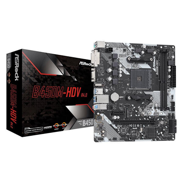 Asrock B450M-HDV R4.0 AMD B450 Socket AM4 micro ATX