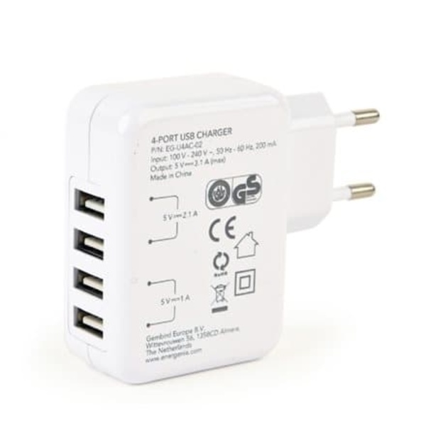 Energenie 4-port Universal USB 3.1A White