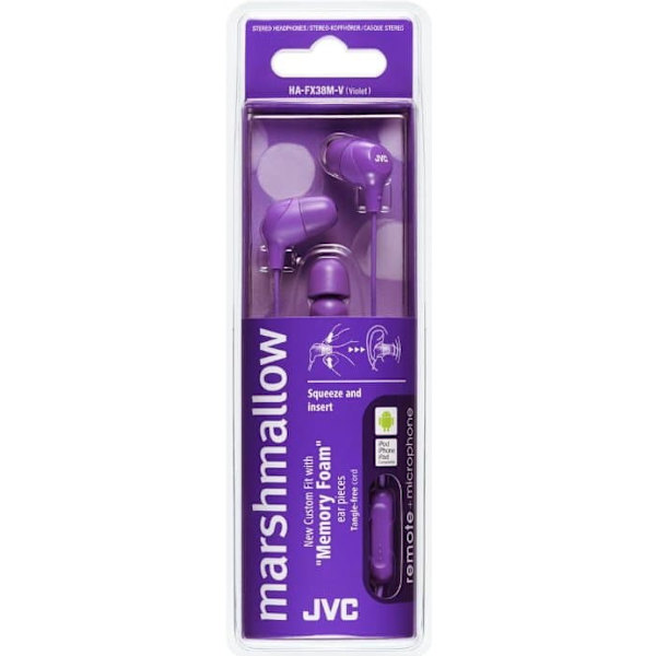 JVC HA-FX38M-P-E Marshmallow Headphones with remote & microphone Violet