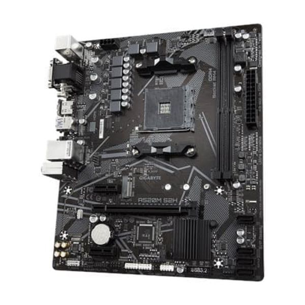 GIGABYTE A520M S2H Motherboard - Supports AMD Ryzen 5000 Series AM4 CPUs, 4+3 Phases Pure Digital VRM, up to 5100MHz DDR4 (OC), PCIe 3.0 x4 M.2, GbE L