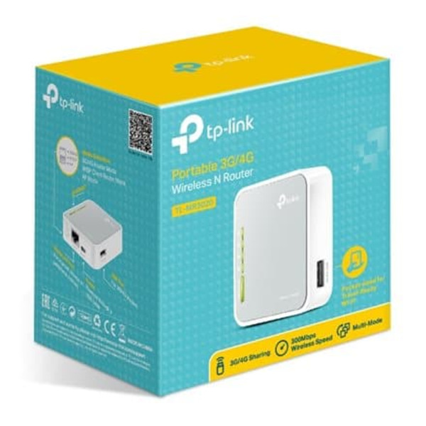 4G LTE Router | TL-MR3020 | 802.11n | 300 Mbit/s | 10/100 Mbit/s | Ethernet LAN (RJ-45) ports 3 | Mesh Support No | MU-MiMO No | No mobile broadband | Hopea, Valkoinen