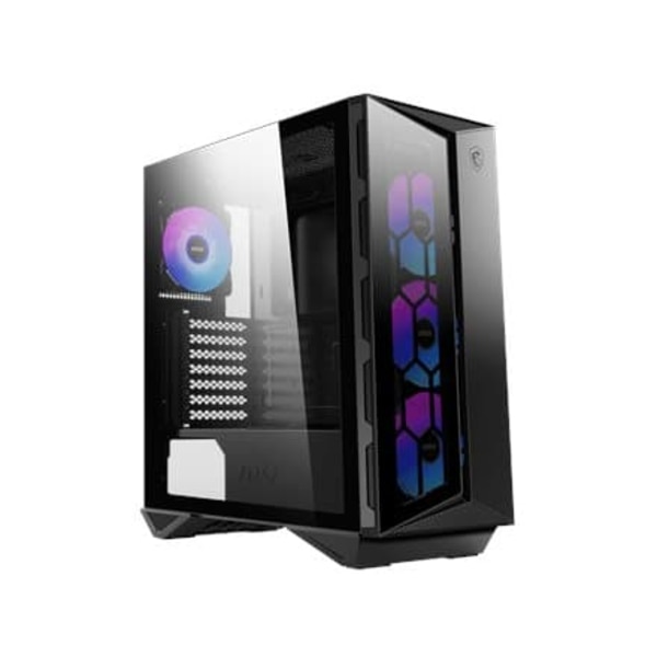 MSI MPG GUNGNIR 110R Mid Tower Gaming Computer Case Black, USB 3.2 Gen2 Type C, 4x 120mm ARGB Fan, Mystic Light Sync, 1 to 6 ARGB Control board, 2x Te Sort