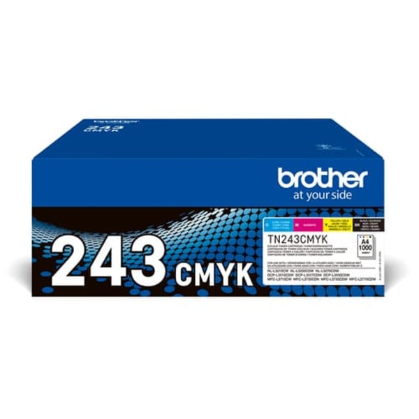 Brother TN-243CMYK, Toner Value Pack | Brother TN243CMYK | Brother TN243CMYK Value Pack - 4-pack - black, yellow, cyan, magenta - original - toner car