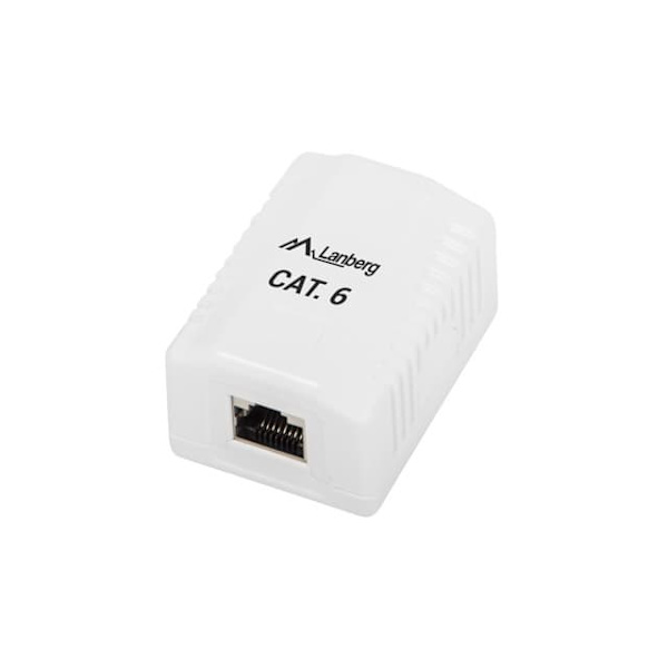 Gniazdo natynkowe 1x RJ45 Kat.6 białe ekranowane