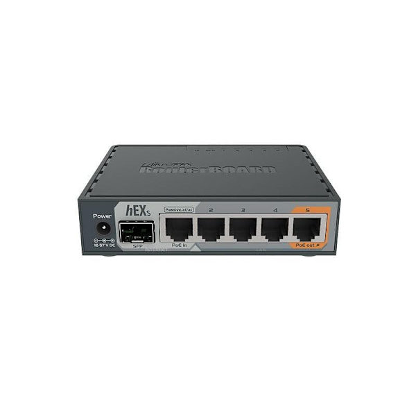 Mikrotik Wired Ethernet Router RB760iGS, hEX S, Dual Core 880MHz CPU, 256MB RAM, 16 MB (MicroSD), 5xGigabit LAN, 1xSFP, USB, IPsec hardware encryption