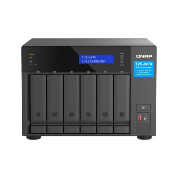 QNAP TVS-h674 NAS Tower Intel® Core™ i3 i3-12100 16 GB DDR4 QuTS hero Black Svart
