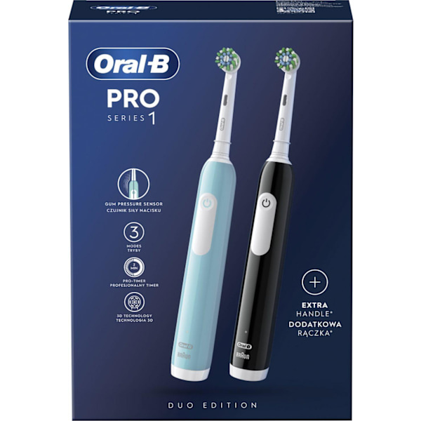 Oral-B | Electric Toothbrush | Pro Series 1 Duo | Rechargeable | For adults | Number of brush heads included 2 | Number of teeth brushing modes 3 | Bl