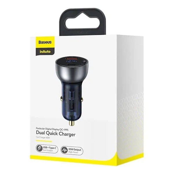 Baseus Particular Digital Dual Quick Charger Car Charger QC+PPS / 65W