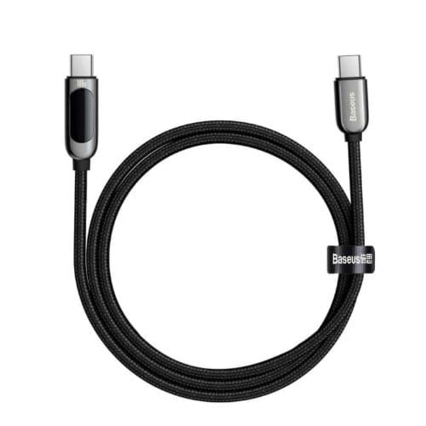CABLU alimentare si date Baseus Display, Fast Charging Data Cable pt. smartphone, USB Type-C la USB Type-C 100W, braided, display, 1m, negru "CATSK-B0