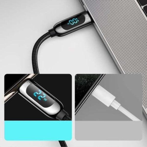 CABLU alimentare si date Baseus Display, Fast Charging Data Cable pt. smartphone, USB Type-C la USB Type-C 100W, braided, display, 1m, negru "CATSK-B0