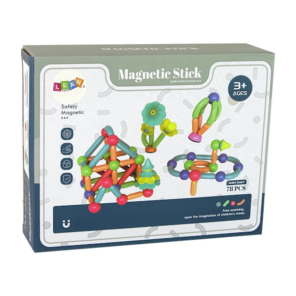 Magnetic Plastic Construction Blocks 78 Elements