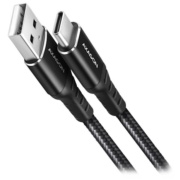 Axagon Data and charging USB 2.0 cable length 2 m. 3A. Black braided.