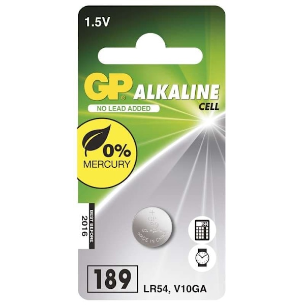 GP Alkaline Cell Battery, Size LR54/189/V10GA, 1.5V, 1-pack