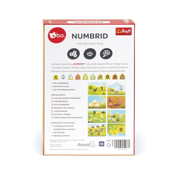bo. Educational board game "Numbers" (In Estonian lang.)