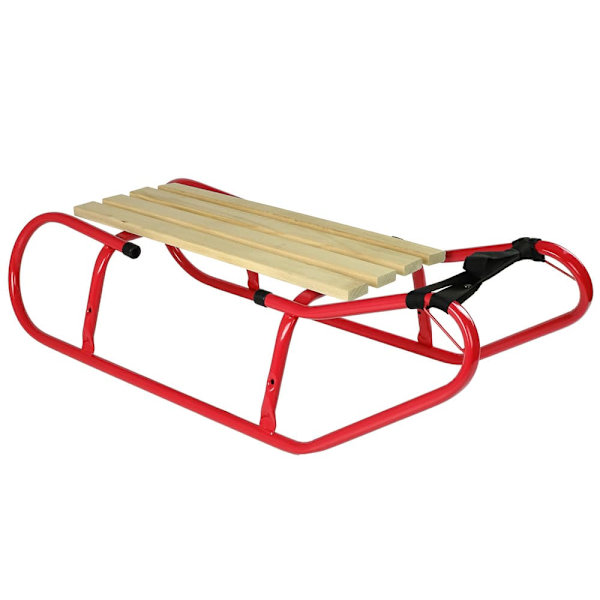 Metal Sled with Backrest Strap Red