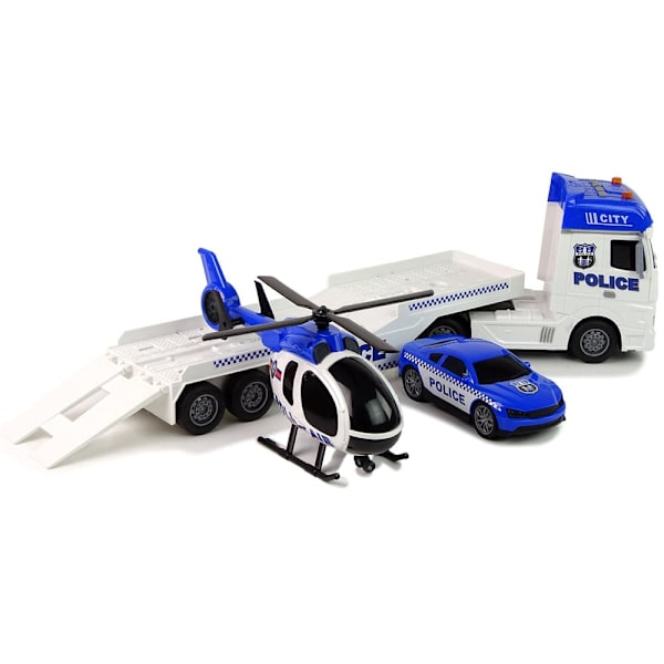 Police Car Transporter Kit Helicopter Sound Lights