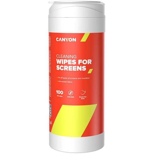 CANYON CCL11, Screen Cleaning Wipes, Wet cleaning wipes made of non-woven fabric, with antistatic and disinfectant effects, 100 wipes, 80x80x185mm, 0.