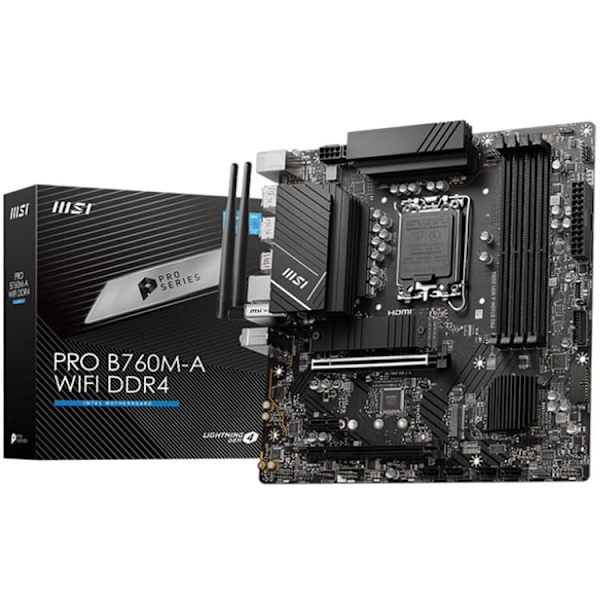 MSI | PRO B760M-A WIFI DDR4 | Processor family Intel | Processor socket LGA1700 | DDR4 | Supported hard disk drive interfaces SATA, M.2 | Number of SA