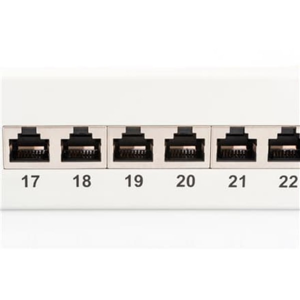 Digitus | Patch Panel | DN-91624S | White | Category: CAT 6; Ports: 24 x RJ45; Retention strength: 7.7 kg; Insertion force: 30N max | 48.2 x 4.4 x 10.