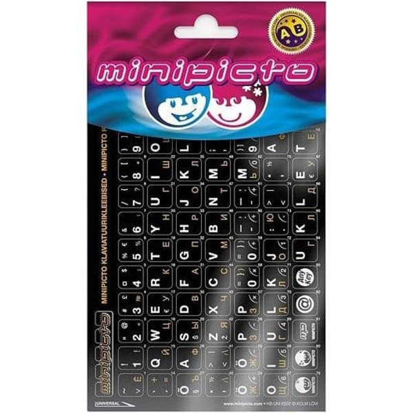 Minipicto keyboard sticker EST/RUS KB-UNI-EE02-BLK-ORAN, black/white/orange