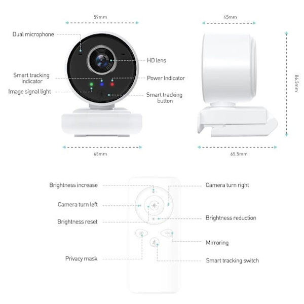 EDUP 1080P Full HD Web Camera / Autofocus / Smart WiFi with Microphone / Portrait Tracking / USB / 4K