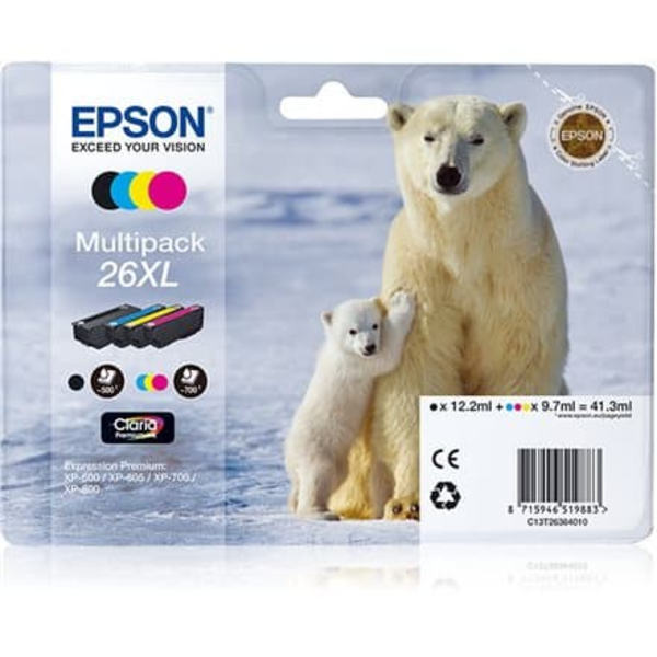 EPSON C13T26364010 Bundle Epson T2636 XL CMYK Claria Multi Pack XP-600/700/800