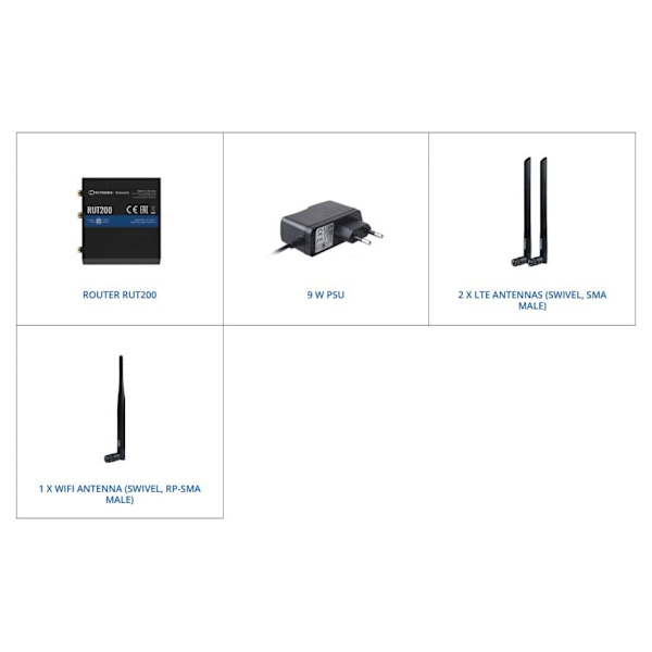 LTE Cat 4 Router | RUT200 | 802.11n | 10/100 Mbit/s | Ethernet LAN (RJ-45) ports 2 | Mesh Support No | MU-MiMO No | 2G/3G/4G