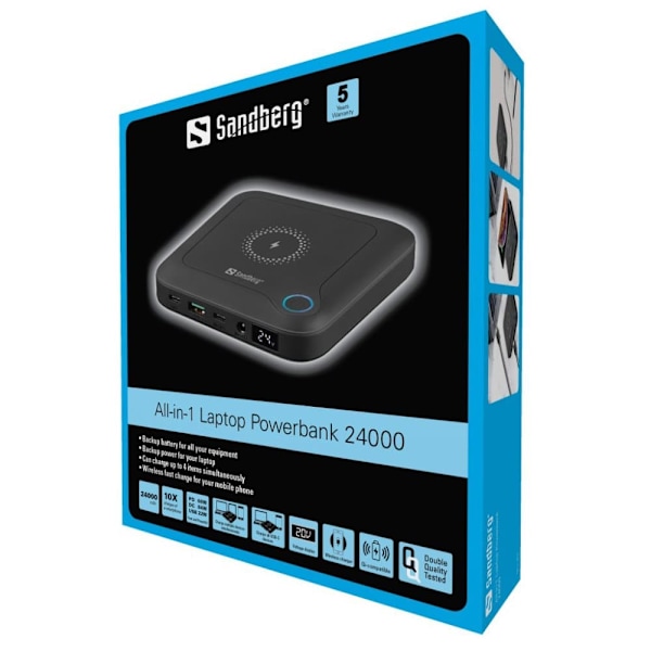Sandberg All-in1 Laptop Powerbank 24000 Sort
