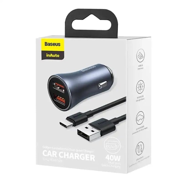 Baseus Golden Contactor Pro Dual Quick Charger 2x USB /  40W