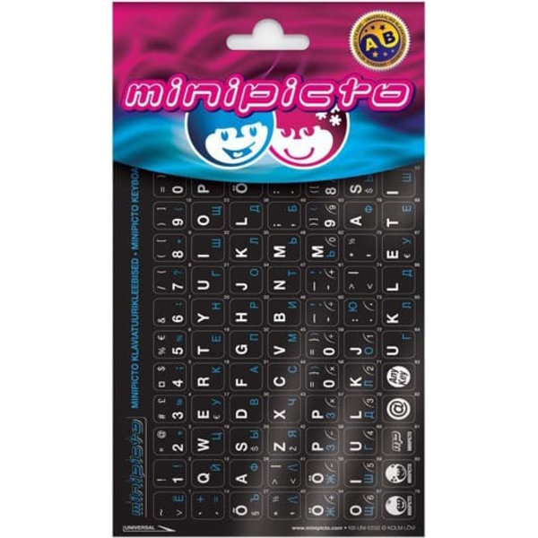 Minipicto keyboard sticker EST/RUS KB-UNI-EE02-BLK-BLUE, black/white/blue