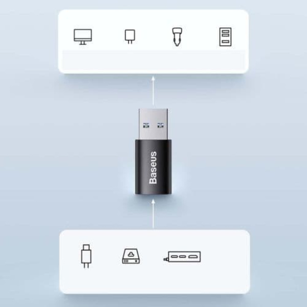 Adapteris Baseus Ingenuity Mini OTG USB- A - USB Type-C