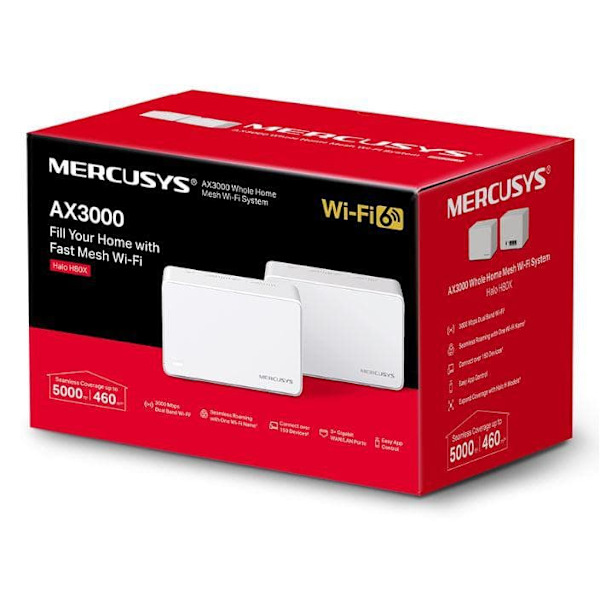 AX3000 Whole Home Mesh WiFi 6 System with PoE | Halo H80X (2-Pack) | 802.11ax | 574+2402 Mbit/s | 10/100/1000 Mbit/s | Ethernet LAN (RJ-45) ports 3 |
