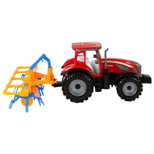Red Tractor with Rake Friction Drive