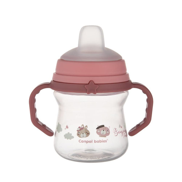 CANPOL BABIES Cup with Silicone Spout, FirstCup BONJOUR PARIS, 6m+, 150ml, pink, 56/612_pin