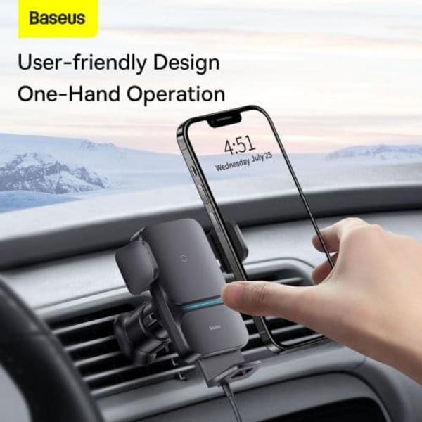 Telefona turētājs Baseus Wisdom Car Mount Wireless Charger 15W