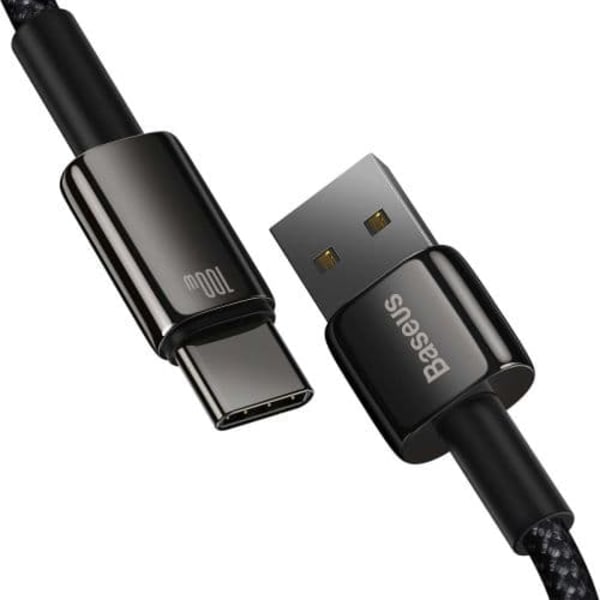 CABLU alimentare si date Baseus, Fast Charging Data Cable pt. smartphone, USB la USB Type-C (T), 100W, 480Mbps, aliaj zinc, braided(nylon),1m, negru,