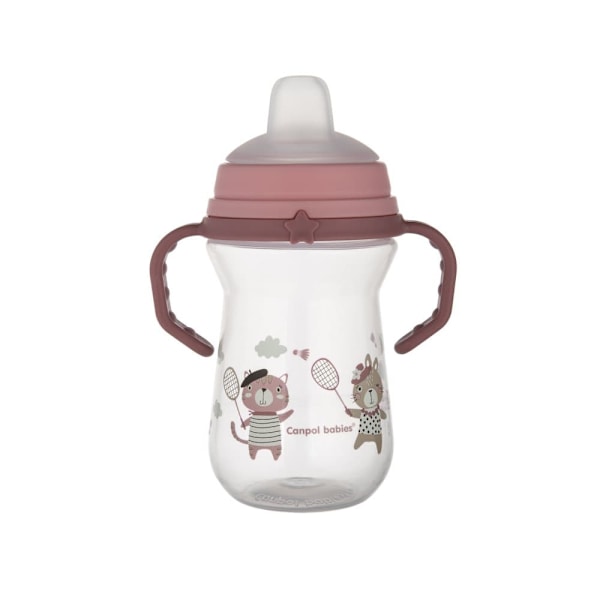 CANPOL BABIES Cup with Silicone Spout, FirstCup BONJOUR PARIS, 6m+, 250ml, pink, 56/613_pin