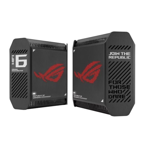 Wifi 6 802.11ax Tri-band Gigabit Gaming Mesh System | GT6 ROG Rapture (2-Pack) | 802.11ax | 574+4804+4804 Mbit/s | 10/100/1000 Mbit/s | Ethernet LAN ( Sort