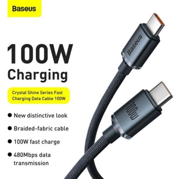 Baseus Crystal Shine cable USB-C to USB-C, 100W, 2m (black)