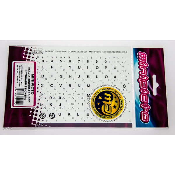 Minipicto keyboard stickers EST/RUS, black/white/grey (KB-UNi-EE02-WHTGRORA)