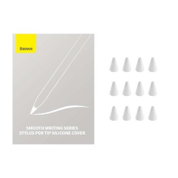 Baseus Tablet Tool Pen Replaceble Silicone Tips (12 pcs) for Stylus Pen (Soft), White (ARBJ020002)